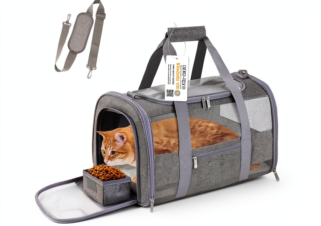 CUSSIOU pet carrier with mesh panels and reflective strips