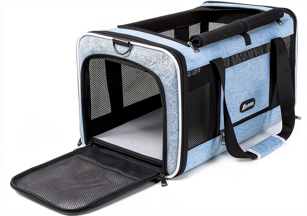 GAPZER pet carrier with mesh ventilation and reversible cushion